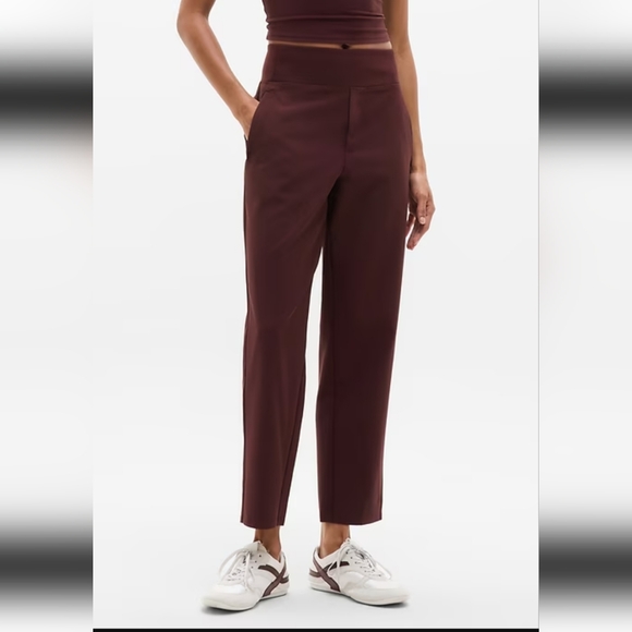 NWT Athleta Women's Size 12 Petite Endless High Rise Pant Burgundy Work Travel - Picture 2 of 5